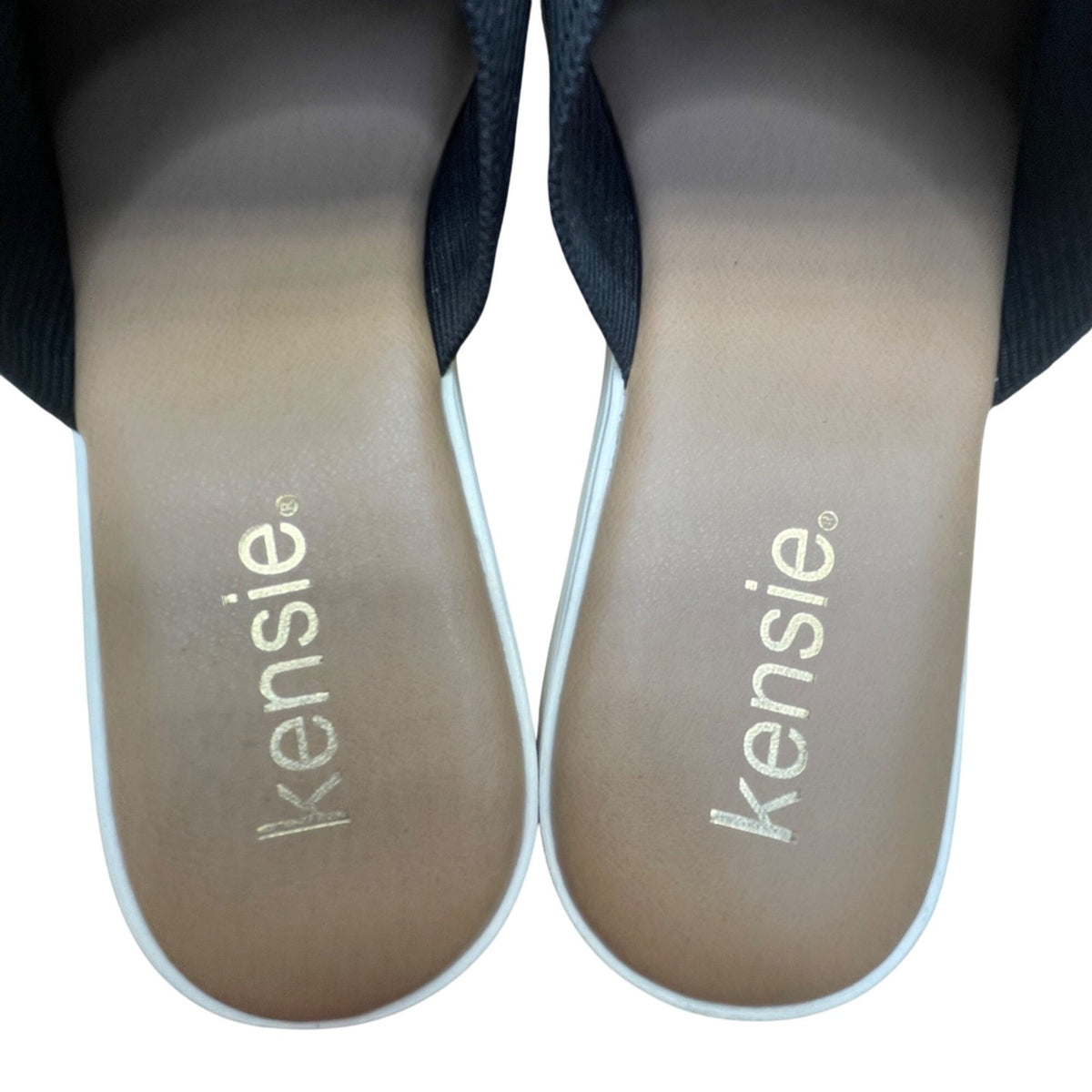 Kensie Womens Black Knit Open-Toe Lightweight Ribbed Wedge Slide Sandals Size 8