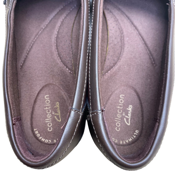 Clarks Women’s Brown Leather Tassel Detail Ultra Comfort Loafers Size 9