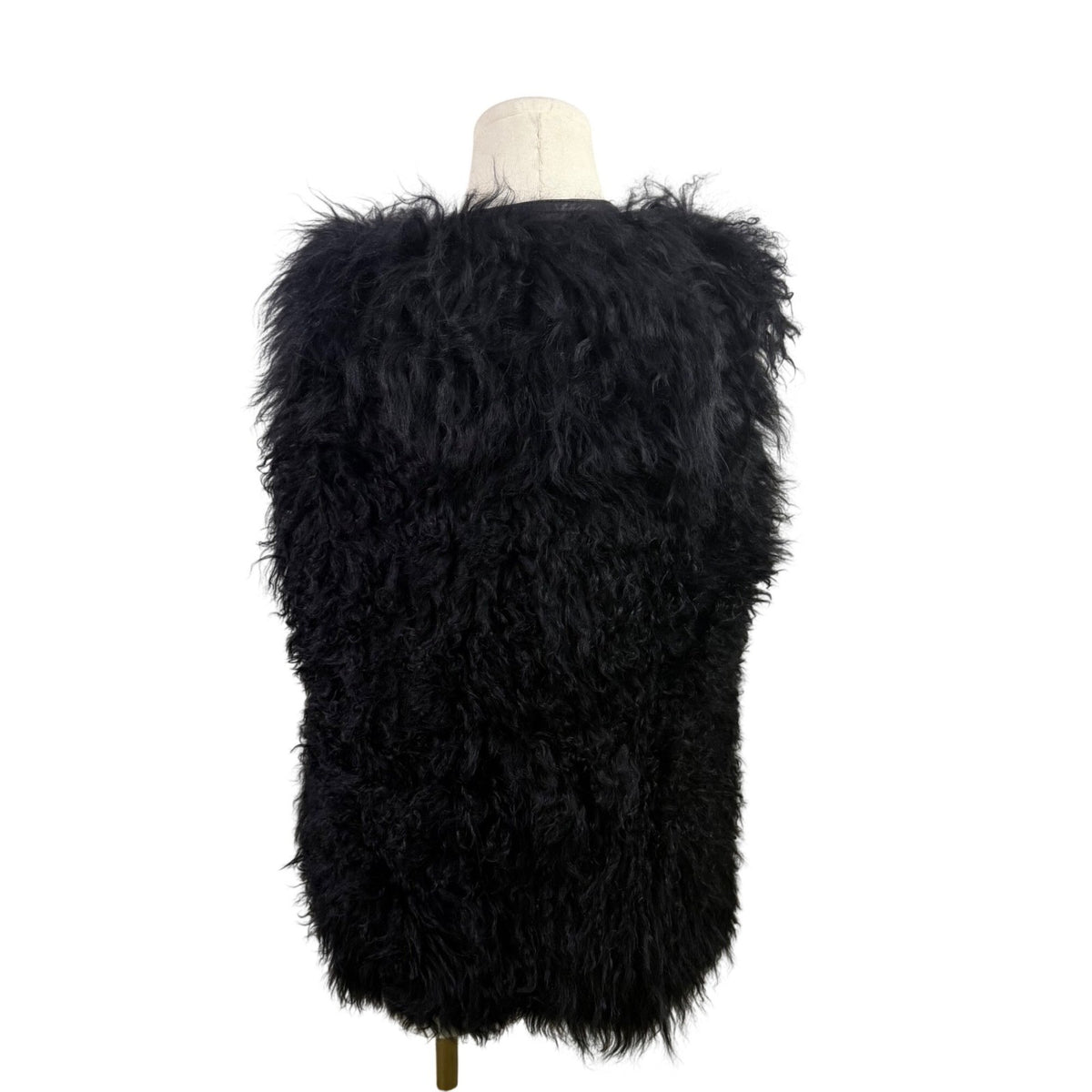 7 For All Mankind Womens Black Lamb Fur Sweater Vest Soft Fuzzy Texture Size S