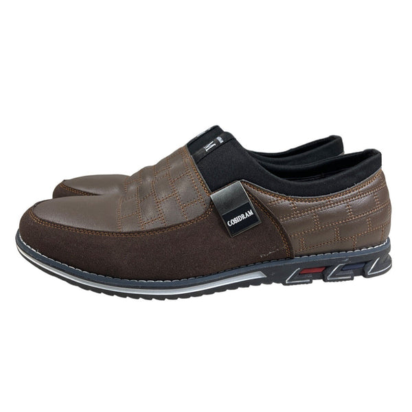 Cosidram Men's Slip on Loafers Soft Microfiber Brown Leather Shoes Sz 46 - NWOB
