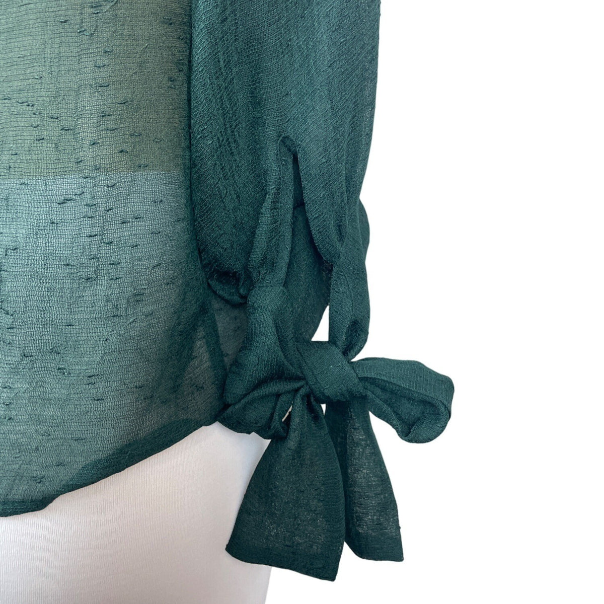 Zara Women's Green Tied Cuff Blouse Sz XS