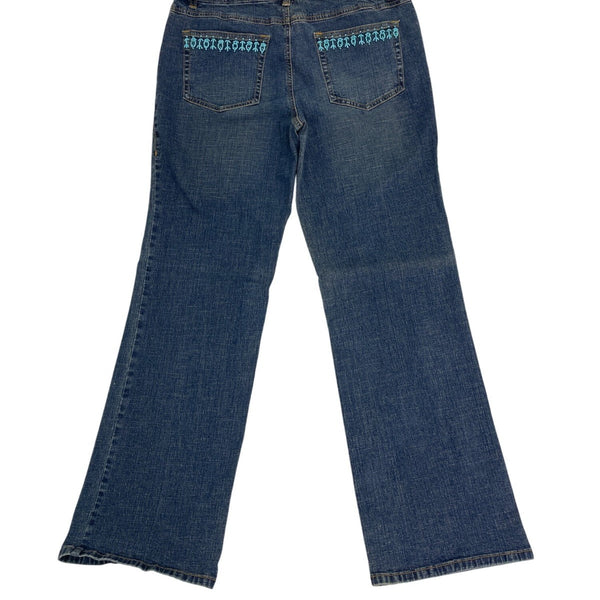 Ann Taylor Loft Womens Blue Bootleg Denim Jeans Beaded Pocket Detail Size 10