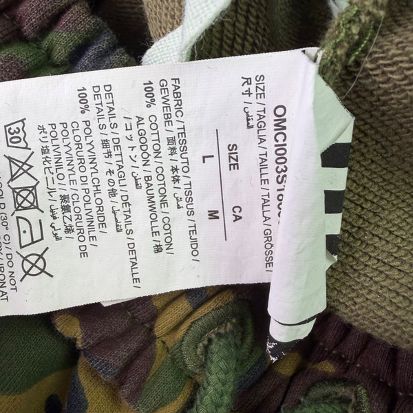 Off-White Mens Camouflage Cotton Shorts With Drawstring Waist & Graphics Size L