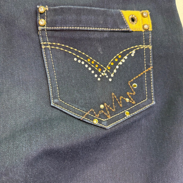 Xiao Jiaren Women’s Blue Cotton Jeans Stylish Embellished Pockets Size 31 - New