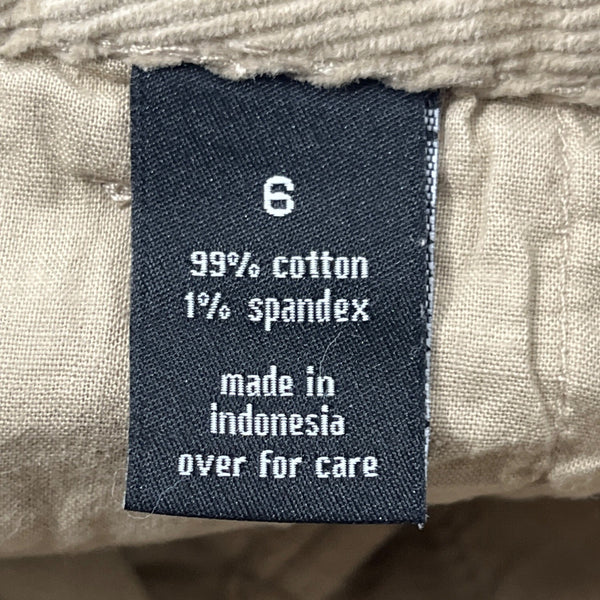 The Limited Womens Beige Corduroy Pants Mid-Rise Slim Fit Buttoned Size 6- New