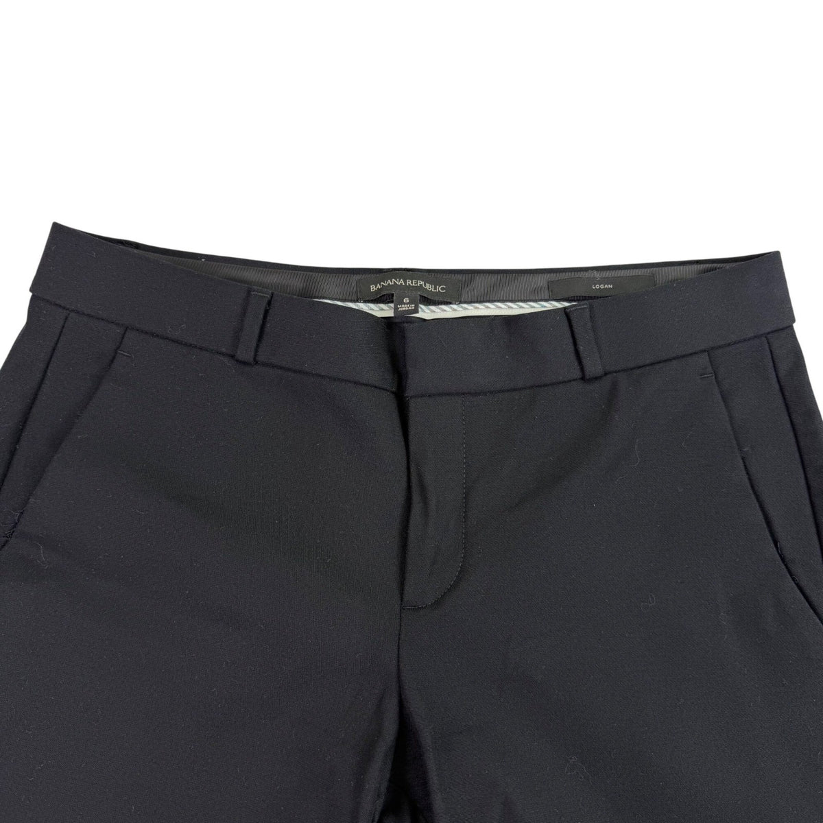 Banana Republic Women Black Cotton/Rayon Logan Trouser Mid-Rise Stretch Size 6