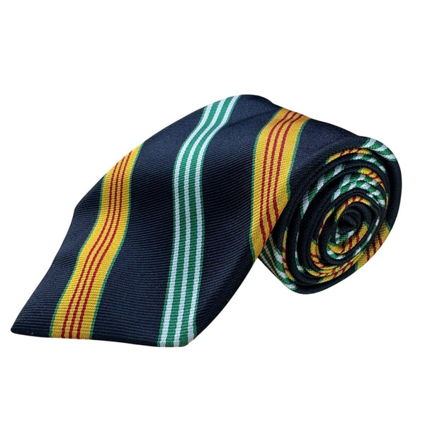 Ben Silver Mens Navy Multi-Color Pure Silk Striped Necktie Imported England Clas