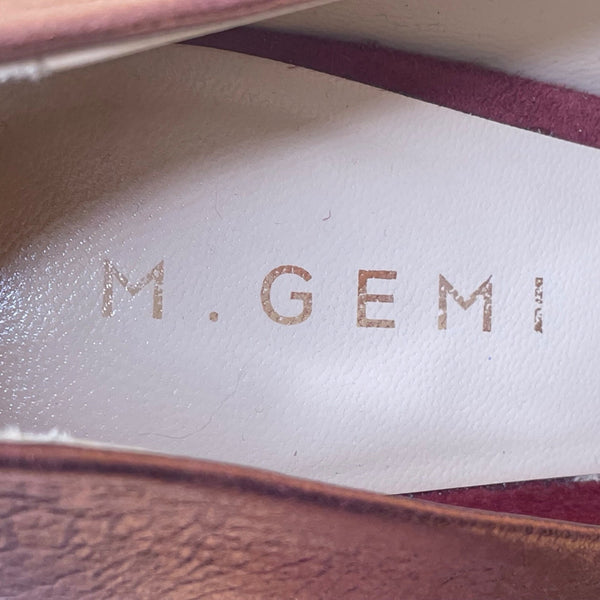 M.Gemi Women’s Copper Red Ombré Leather/Suede Lustro Block Heel Pumps Size US7.5