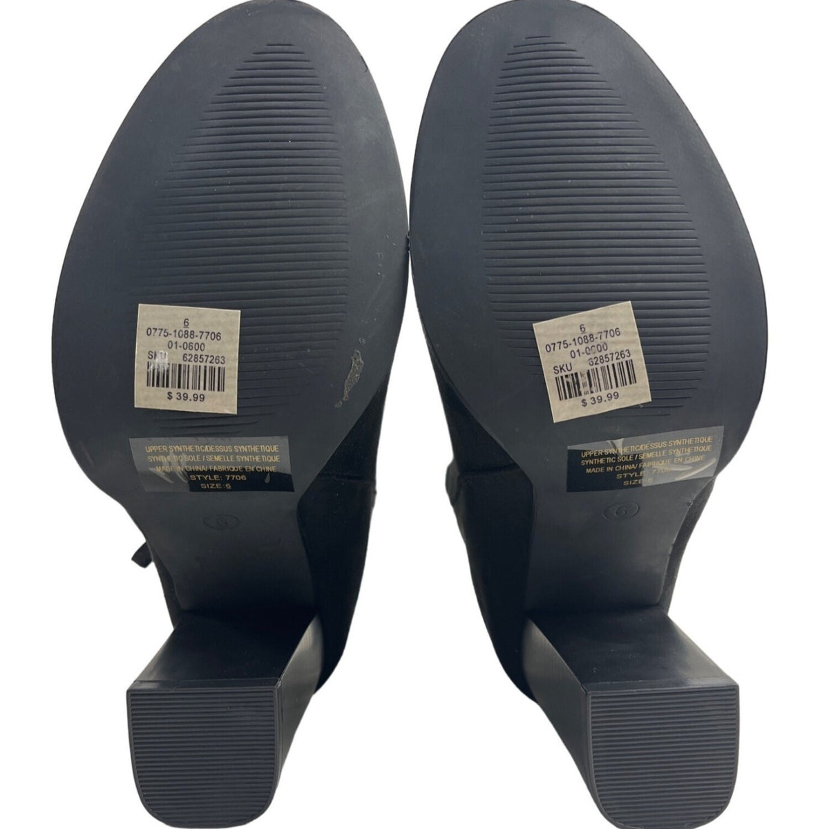 6 Street Wear Society Women's Black Synthetic Suede Heeled Booties Sz 6