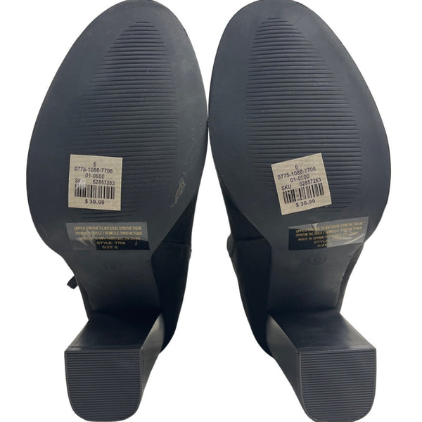 6 Street Wear Society Women's Black Synthetic Suede Heeled Booties Sz 6