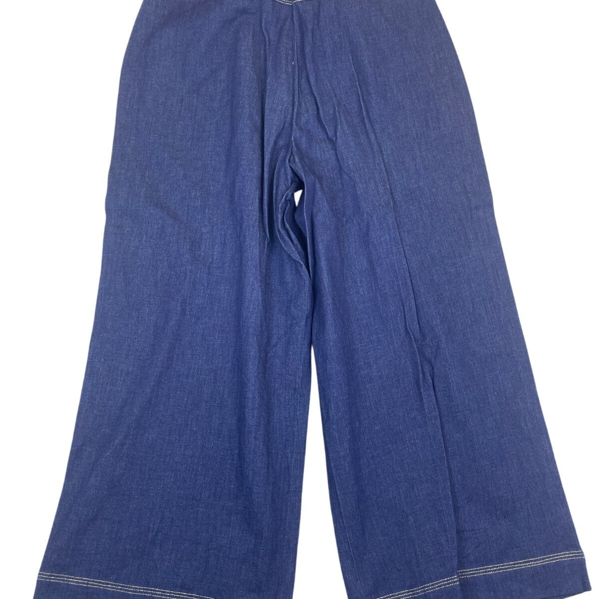 Susan Graver Women Wide-Leg Denim Pants High Waist Contrast Stitching Sz S - New