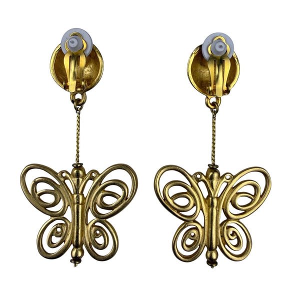 Anne Klein Womens Gold Tone Jewelry Necklace & Clip-On Butterfly Earrings Set