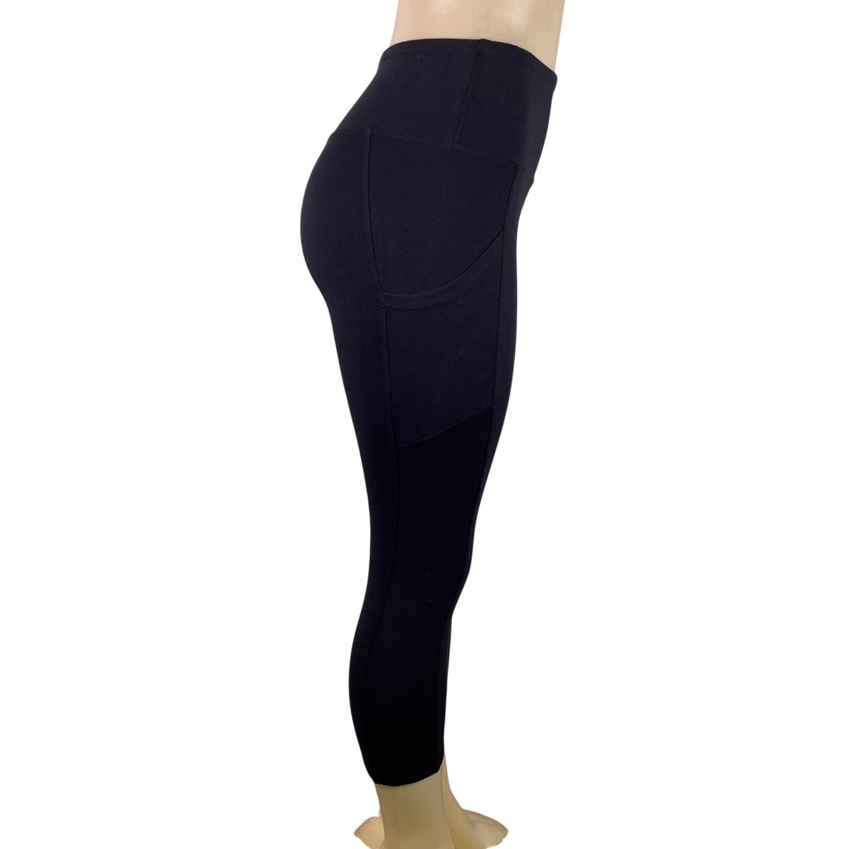 Marika Womens Black Capri Leggings With Pockets Small Stretchy Activewear
