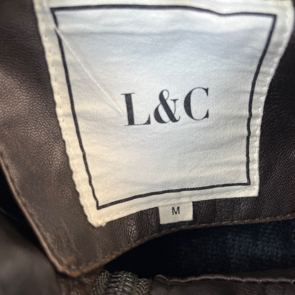 L&C Mens Dark Brown PU Leather Moto Jacket Modern Style Size M