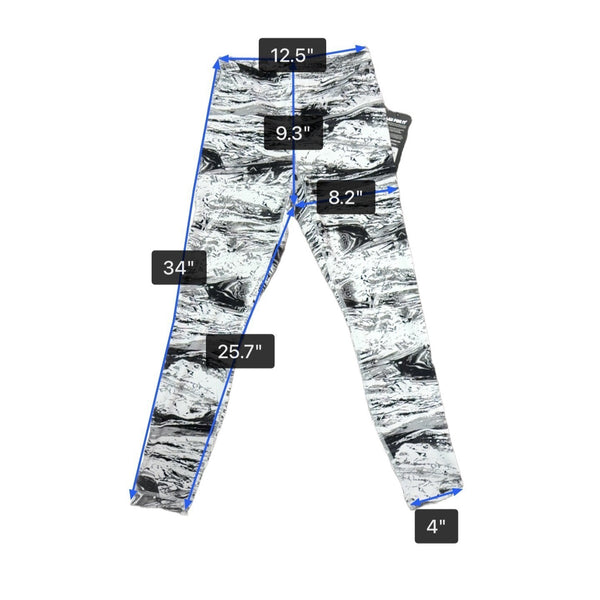 90 Degree By Reflex Womens Black/White High-Rise Ankle Leggings Sz S