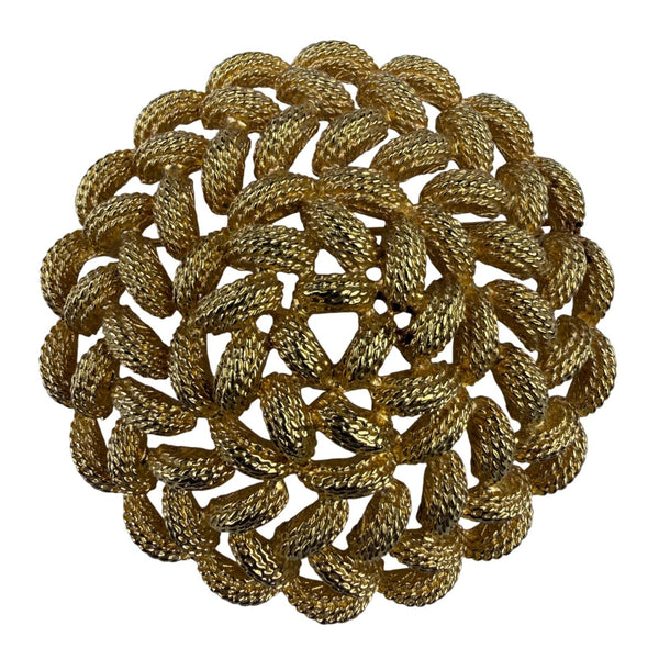 Vintage Monet Womens Gold Tone Textured Metal Vintage Circular Brooch  Jewelry