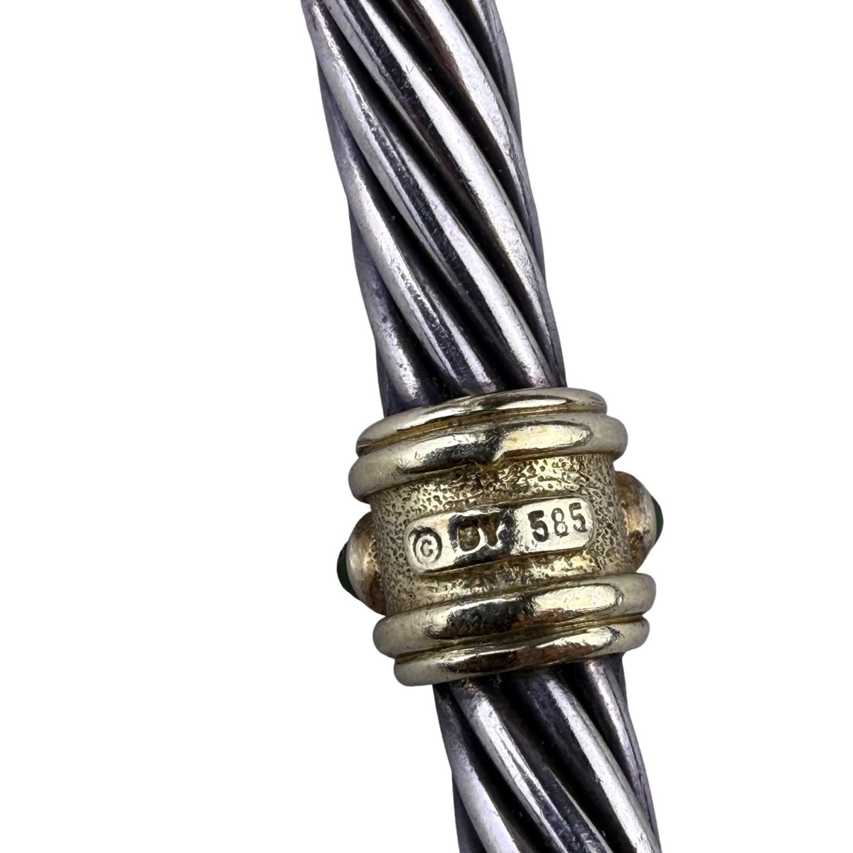 David Yurman Womens 585 Silver & Gold Cable Bracelet With Gemstones