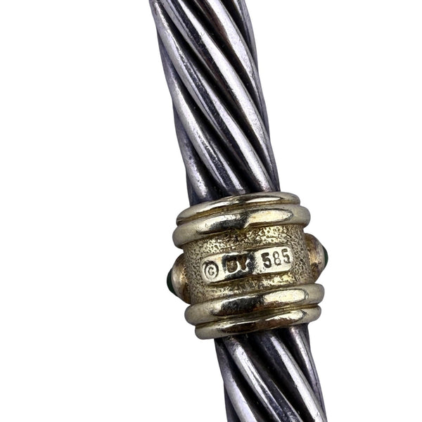 David Yurman Womens 585 Silver & Gold Cable Bracelet With Gemstones