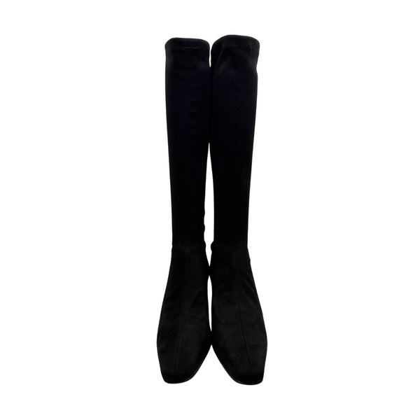 Boden Made In Italy Women’s Black Faux Suede Mid-Heel Knee-High Boots Size 38