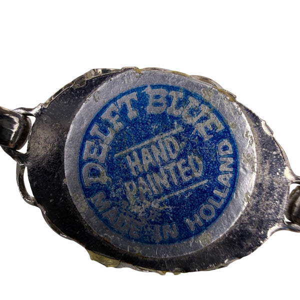 Delft Blue Womens Silver Tone Ceramic Bracelet Hand-Painted Oval Design