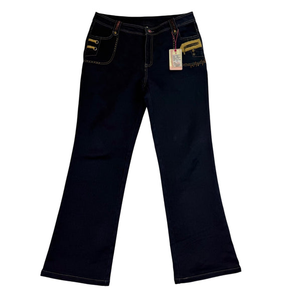 Xiao Jiaren Women’s Blue Cotton Jeans Stylish Embellished Pockets Size 31 - New