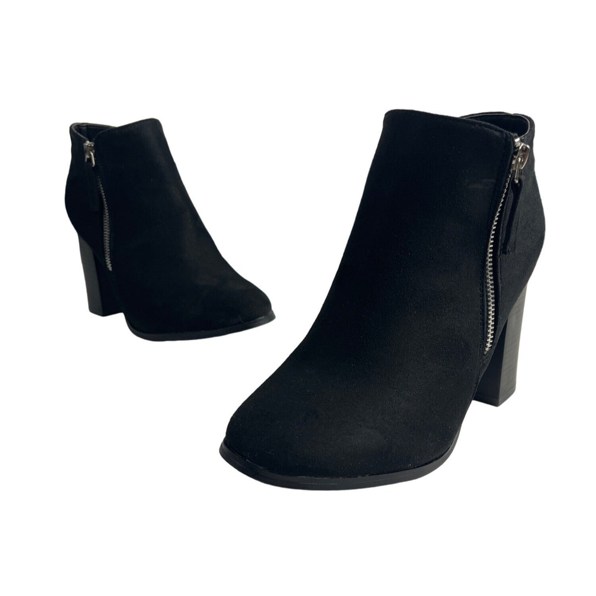 6 Street Wear Society Women's Black Synthetic Suede Heeled Booties Sz 6