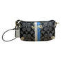 Coach Women's Black Monogram Logo Stripe Wristlet Size S