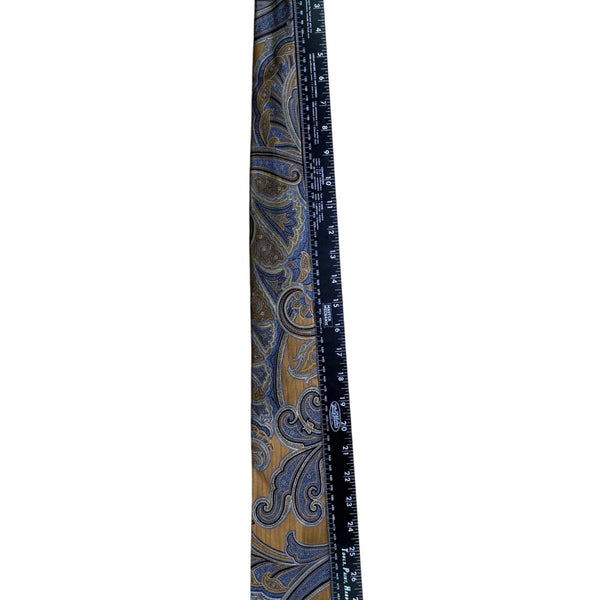 Nordstrom Mens Gold & Blue Paisley Silk Neck Tie Elegant Pattern Classic Design