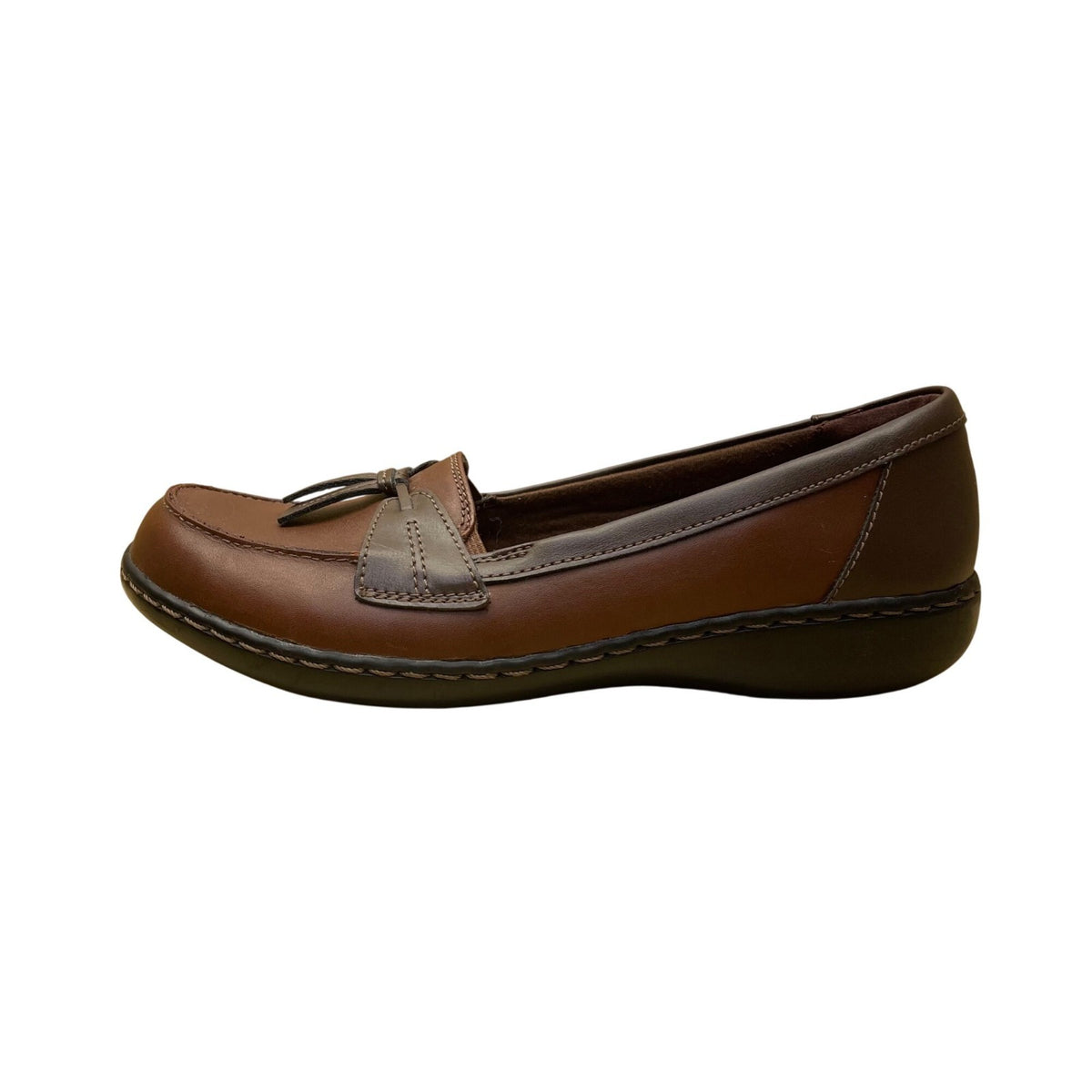 Clarks Women’s Brown Leather Tassel Detail Ultra Comfort Loafers Size 9