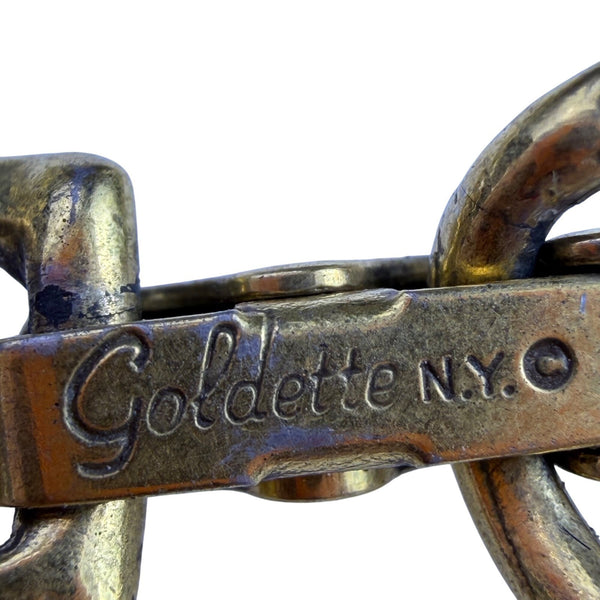 Goldette Women Gold Tone Glass Cabochon Vintage Bracelet Chain Link Design