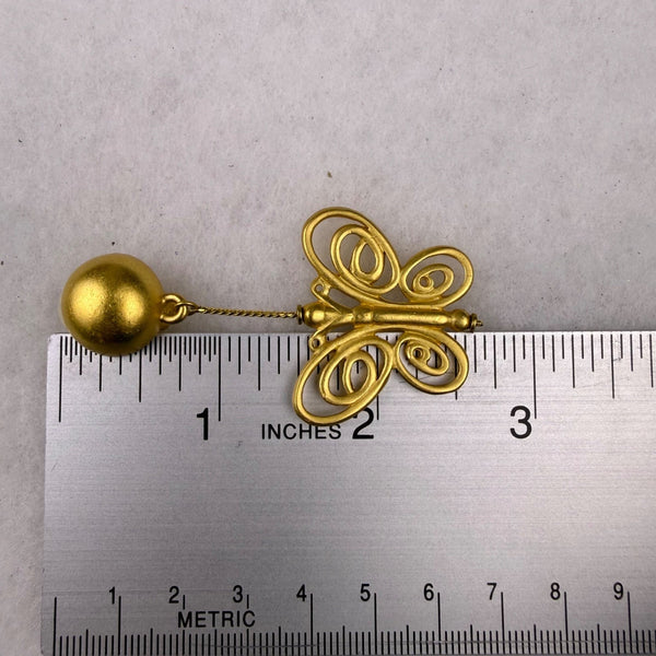 Anne Klein Womens Gold Tone Jewelry Necklace & Clip-On Butterfly Earrings Set