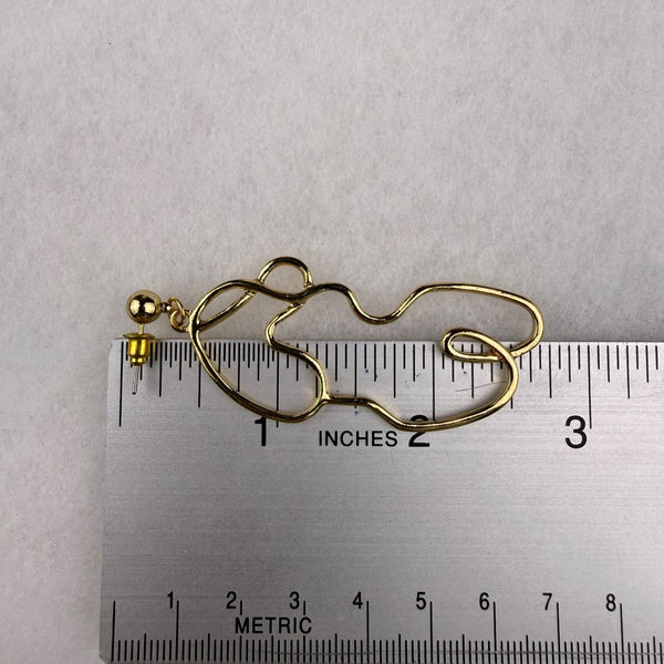 Gold Tone Abstract Wire Statement Earrings Women Modern Art Design