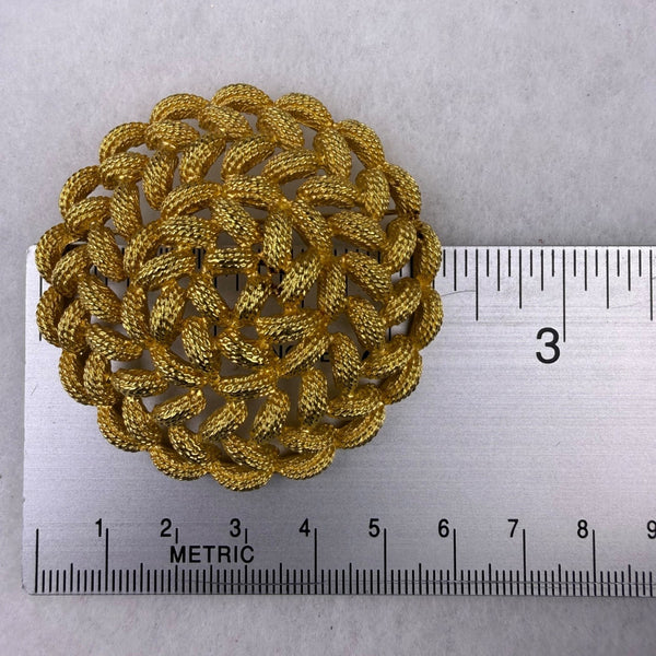 Vintage Monet Womens Gold Tone Textured Metal Vintage Circular Brooch  Jewelry