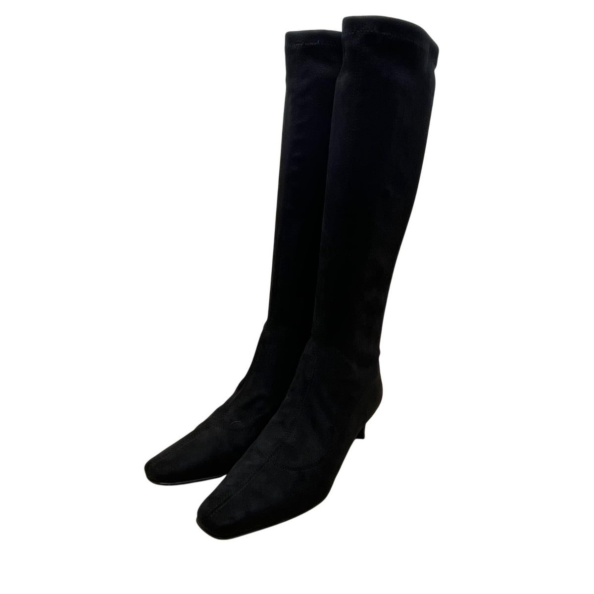 Boden Made In Italy Women’s Black Faux Suede Mid-Heel Knee-High Boots Size 38
