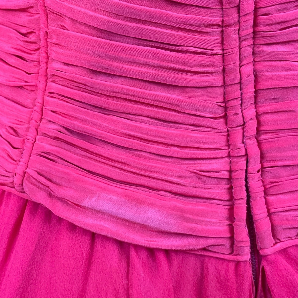 Vintage Red Long-Sleeve Chiffon Dress With Pleated Wrap Bodice Sz 10