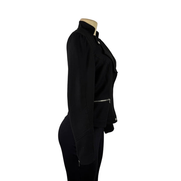 White House Black Market Womens Black Polyester Blend Fitted Blazer Jacket Sz 6