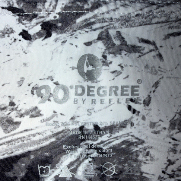 90 Degree By Reflex Womens Black/White High-Rise Ankle Leggings Sz S