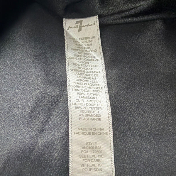 7 For All Mankind Womens Black Lamb Fur Sweater Vest Soft Fuzzy Texture Size S