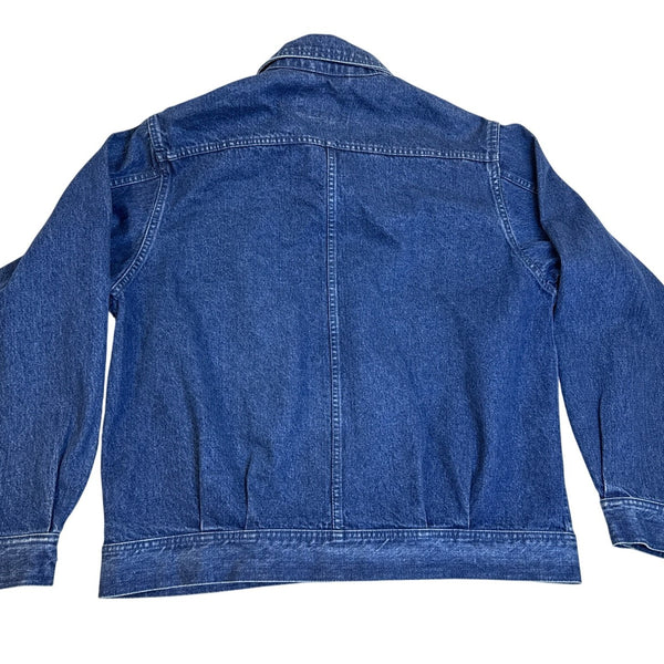 Mens Lands End Blue Denim Jacket Button-Up Size L 42-44