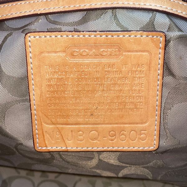 Coach Women’s Tan & White Leather Double Strap Silver Buckle Accents Hand Bag