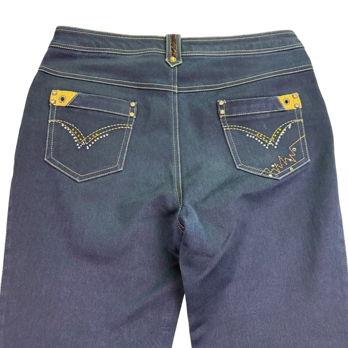 Xiao Jiaren Women’s Blue Cotton Jeans Stylish Embellished Pockets Size 31 - New