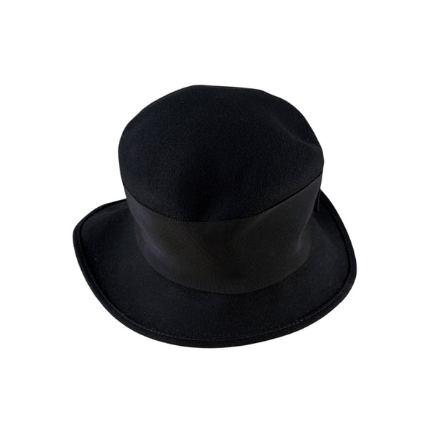 Next Ladies Wear Black Wool Cloche Hat With Bow Detail & Wide Ribbon Band