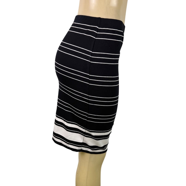 Max Studio Womens Black & White Striped Pencil Skirt Rayon Blend Stretch Size S