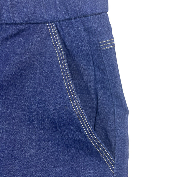 Susan Graver Women Wide-Leg Denim Pants High Waist Contrast Stitching Sz S - New