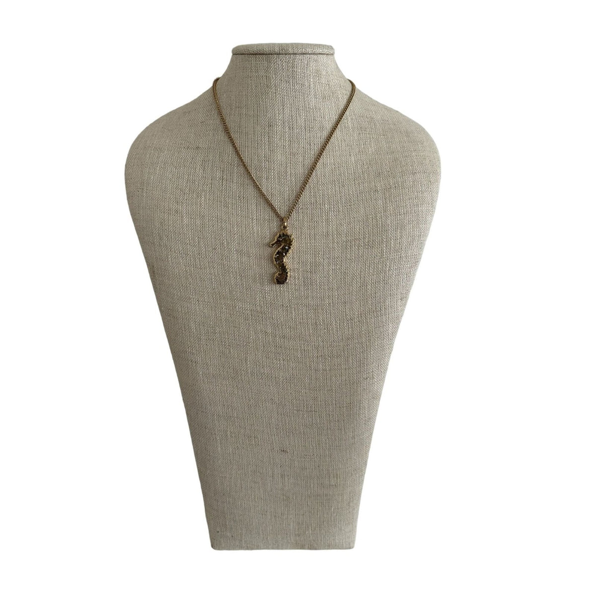 Gold Tone Seahorse Pendant - 17in