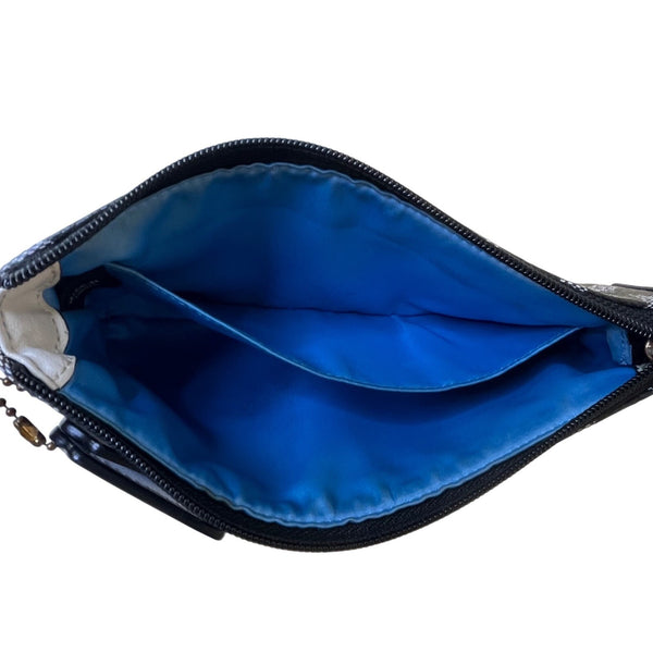 Coach Women’s Black Monogram Logo Stripe Wristlet Size S