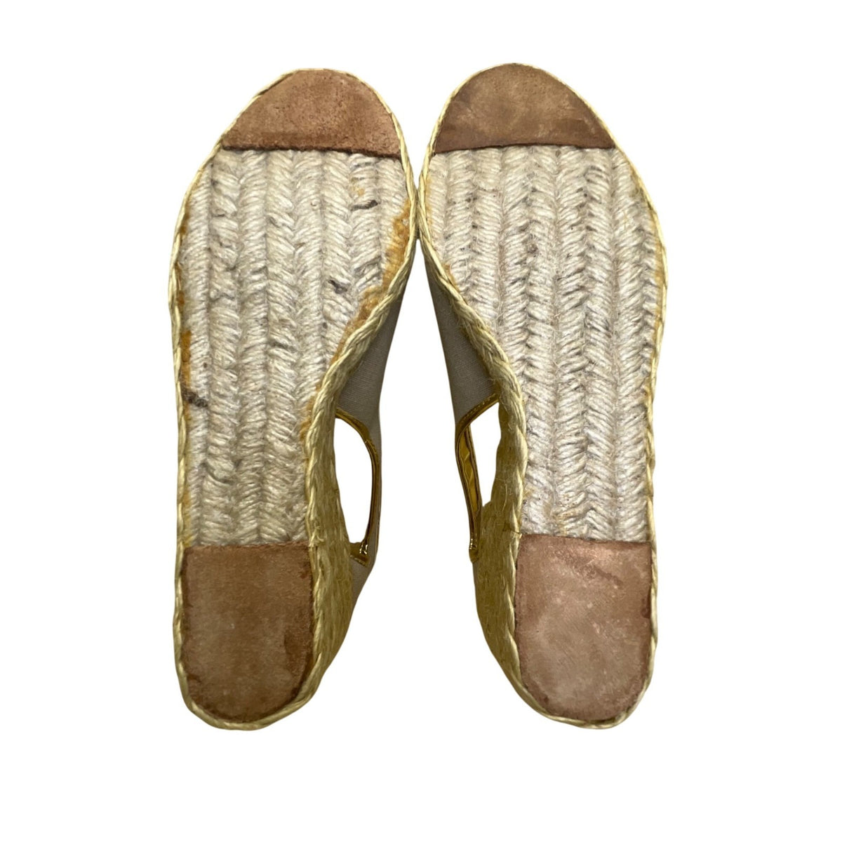Lauren Ralph Lauren Women’s Khaki/Gold Canvas Espadrille Wedge Sandals Size 9B