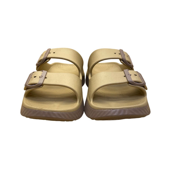 Kuilu Women’s Beige Slip-On Cushioned Footbed Buckle Design Sandals Size 7