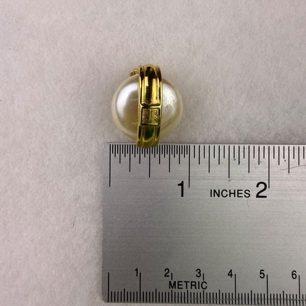 Givenchy Women Gold Tone & Faux Pearl Clip-On Earrings Vintage Design Retro