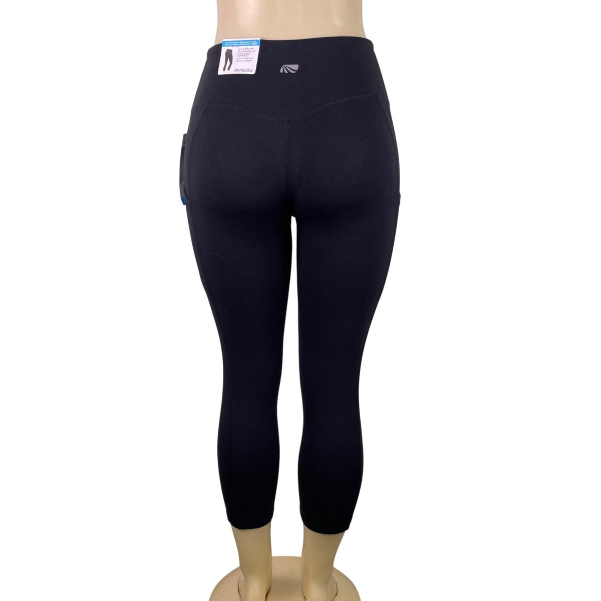 Marika Womens Black Capri Leggings With Pockets Small Stretchy Activewear